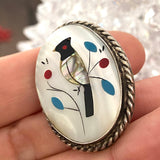 Vintage Zuni Sterling Silver Bird Inlay Ring, Size 6.5
