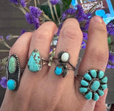 Size 6.75  Southwestern Sterling Silver & Turquoise Ring. (A057)