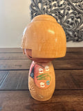 Kokeshi doll 5.5" tall/ Handcrafted Kokeshi Wooden doll/ Brown Kimono Ornament, Kokeshi doll, Kokeshi doll vintage