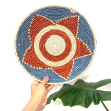 Woven Basket, Southwestern Geometric Design, 13.5" Bohemian Decor