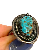 Sz. 6.25 Vintage Native American Sterling Silver Turquoise Ring, A086