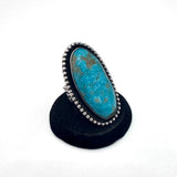 Sz 8.75 Sterling Silver & Nevada Turquoise Ring By Navajo Artist Chimney Butte