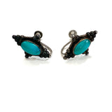 Old Vintage Turquoise Sterling Screw Back Earrings (E006)
