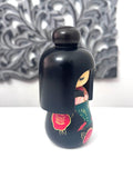 6'' Vintage Kokeshi Doll / Japanese Art/ Japanese Crafts , Black Kimono with Flowers