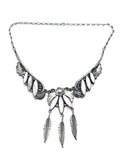 Intricate Vintage Navajo Sterling Silver Mother of Pearl Pendant Necklace (N033)