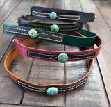 Leather Hat-band with Turquoise Stone, Adjustable, Cowgirl Hat Accessory