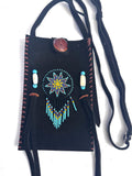Small Handmade Medicine Leather Bag with Seed Bead Work