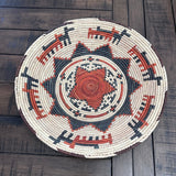 13” Shallow Woven Basket, Southwestern Style Decor
