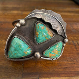 Vintage Navajo Sterling Silver Green Nevada Turquoise Cuff/Bracelet B008