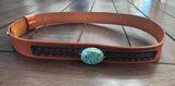 Leather Hat-band with Turquoise Stone, Adjustable, Cowgirl Hat Accessory