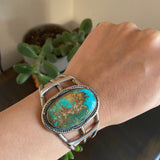 53 Gr. Vintage Native American Royston Gem Quality Turquoise Sterling Silver Cuff Bracelet B024