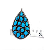 Vintage Navajo Kingman Turquoise Sterling Silver Teardrop Pendant