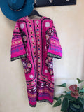 Uzbek Vintage Fully Embroidered Kimono Coat Size M, Suzani Robe Dress
