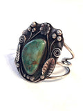 Vintage Navajo Handmade 3 Strand Sterling Silver & Natural Turquoise Blossom Cuff Bracelet