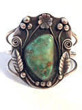 Vintage Navajo Handmade 3 Strand Sterling Silver & Natural Turquoise Blossom Cuff Bracelet