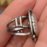Size 5.5, Sterling Silver & Pink Mother of Pearl Ring, Unsigned, A146