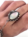 Vintage Navajo Sterling and Mother of Pearl Slave Bracelet, Ring Size 8.25