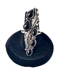 Size 9, Vintage Native American Sterling Silver Ring with Onyx Stones