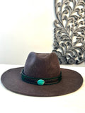 Leather Hat-band with Turquoise Stone, Adjustable, Cowgirl Hat Accessory