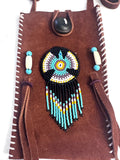 Small Handmade Medicine Leather Bag with Seed Bead Work