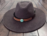 Leather Hat-band with Turquoise Stone, Adjustable, Cowgirl Hat Accessory