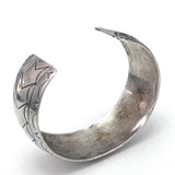 Vintage Southwestern Solid Sterling Silver Pattern Stamped Cuff Bracelet (B050)