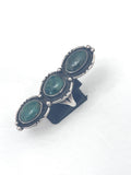 Sz 7.25 Long Sterling Silver & Turquoise Native American  Ring