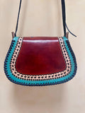 Mexican Tooled Leather Shoulder Bag/ Adjustable Strap, Boho Bag