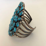 Huge Vintage Native American Navajo Kingman Nugget Turquoise Cuff Bracelet.