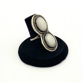 Size 7.25, Vintage Native American Sterling Silver Mother of Pearl Ring, A003