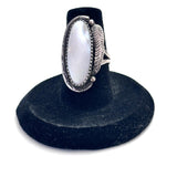Vintage Navajo Mother of Pearl Sterling Silver Ring, Size 6.5