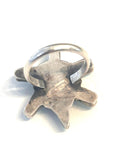 Vintage Sterling Silver, Turquoise, & Onyx Detailed Turtle Ring, Size 4.5