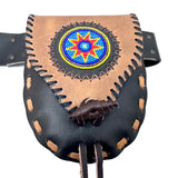 Boho Leather Belt Bag with Beadwork, Hippie Travel Bag