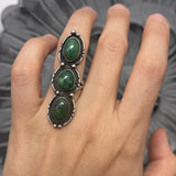 Sz 7.25 Long Sterling Silver & Turquoise Native American  Ring