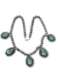 Vintage Native American Sterling Silver & Nevada Turquoise Pendant Necklace
