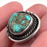 Size 6.75  Vintage Nevada Turquoise Sterling Silver Ring (A052)