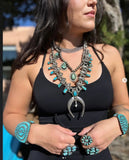 Vintage Native American Sterling Silver & Nevada Turquoise Pendant Necklace