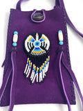 Small Handmade Medicine Leather Bag with Seed Bead Work