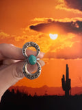 Sz 6.75 Vintage Native American Sterling Silver & Turquoise Ring