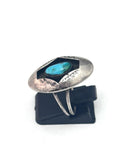 Sz 7 Vintage Native American Sterling Silver Shadow Box Turquoise Ring