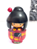 5'' Kokeshi  Doll /Japanese Art/ Wood Carved Girl Doll, Limited Rare