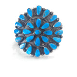 Vintage Native American Solid Sterling Silver & Turquoise Cluster Bracelet Cuff 111 Grams (B063)