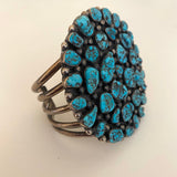 Huge Vintage Native American Navajo Kingman Nugget Turquoise Cuff Bracelet.