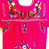 Vintage Mexican Dress / Embroidered Caftan/ Floral Embroidery