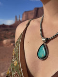 Vintage Navajo Sterling Silver &  Number 8 Turquoise Large Pendant By JLC