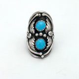 Size 6.25  Vintage Southwestern Sterling Silver Turquoise Ring (A030)