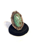Navajo Bennie Ration Natural Turquoise And Sterling Silver Signed Ring, Sz 7.5