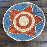 Woven Basket, Southwestern Geometric Design, 13.5" Bohemian Decor