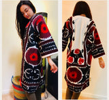 Suzani Vintage Fully Embroidered Kimono Size M/L,
