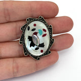 Size 7.5  Vintage Zuni Sterling Silver Mosaic Multi-Stone Inlay Ring (A021)